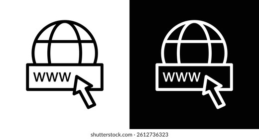 Domain icon set. Black illustration isolated for graphic and web design