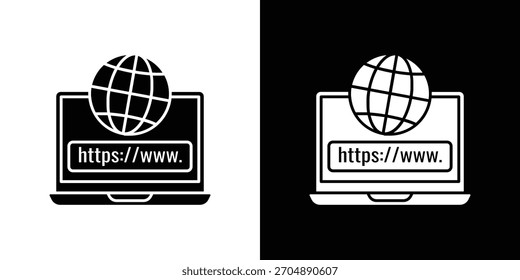 Domain icon silhouette vector in black colors. flat symbol logo design style