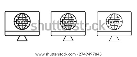 Domain icon in stroke art design versions. EPS 10