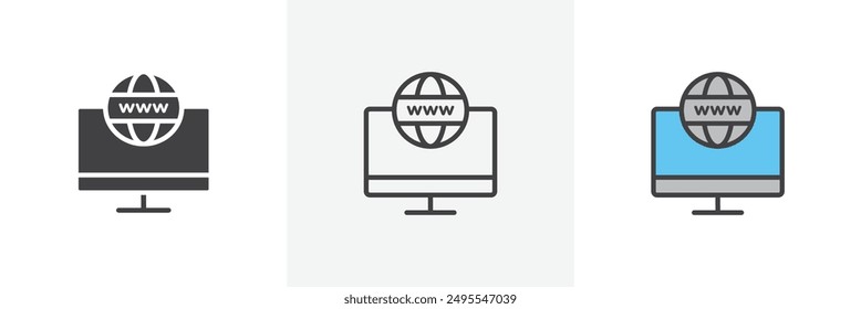 Domain icon symbol collection on white background.