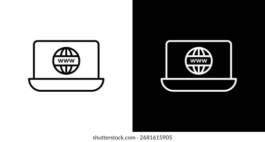 Domain-Symbol, dünne Linie, Symbol auf weißem Hintergrund. Bearbeitbare Strichvektorgrafik