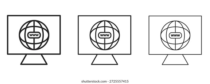Símbolo de línea delgada del icono del dominio en el fondo blanco, Ilustración vectorial editable del movimiento