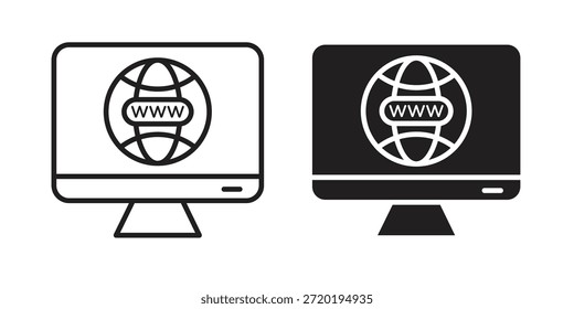Iconos de dominio. Píxel perfecto. Icono de contorno de Vector. Concepto de logotipo plano.