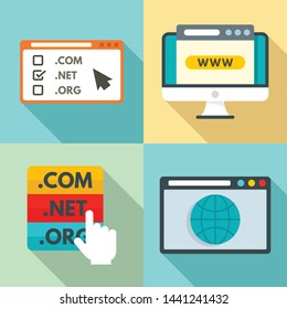 Domain icons set. Flat set of domain vector icons for web design