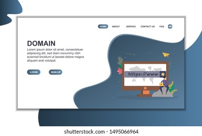 Domain landing page template. Flat design concept of web page design for website. Easy to edit and customize