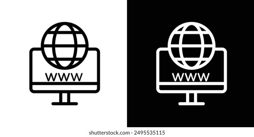 Domain line icon vector illustration set.