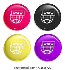 Domain multi color glossy badge icon set. Realistic shiny badge icon or logo mockup