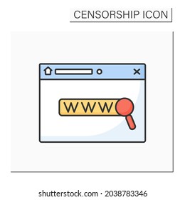 Domain name color icon. Unique name identifies website. Data secure. Identify Internet resources. Censorship concept. Isolated vector illustration