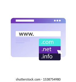 Domain Name Concept.website Hosting Icon. Com, Net, Info