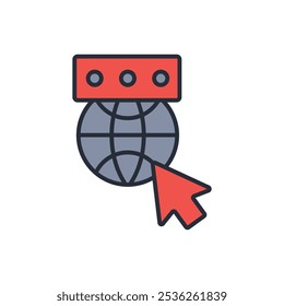 ícone de nome de domínio. vetor.Editável símbolo de estilo traço.linear para usar web design,ilustração logo.Symbol.