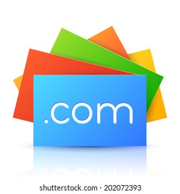 Domain Name on Colorful Paper Card Isolated on White. Vector Illustration for Presentation of Domain Service