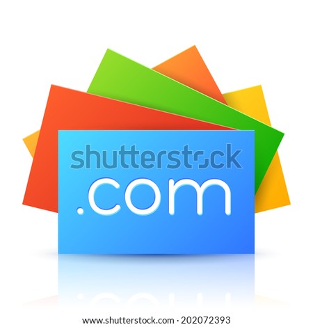 Domain Name on Colorful Paper Card Isolated on White. Vector Illustration for Presentation of Domain Service
