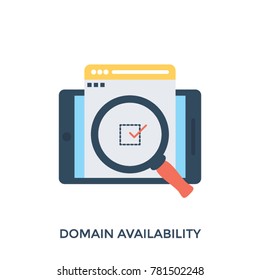 Domain name registration or domain availability flat vector illustration