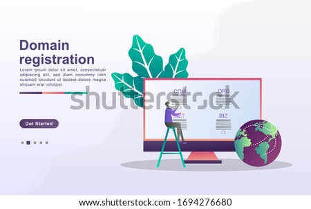Domain name and registration concept. register a website domain, choose the right domain. Can use for web landing page, banner, mobile app. Vector Illustration