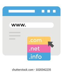 
Domain name registration flat icon, web and seo concept
