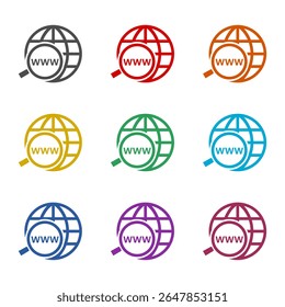 Ícone Registro de nome de domínio isolado no plano de fundo branco. Definir ícones coloridos