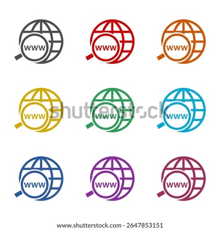 Domain Name Registration icon isolated on white background. Set icons colorful