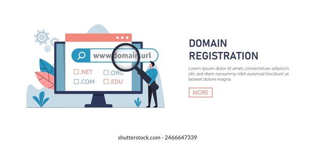 Domain name registration for website address and web hosting services