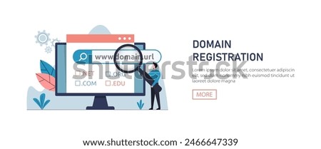 Domain name registration for website address and web hosting services