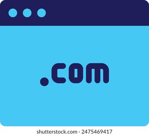 domain name in SEO icon flat style with blue color