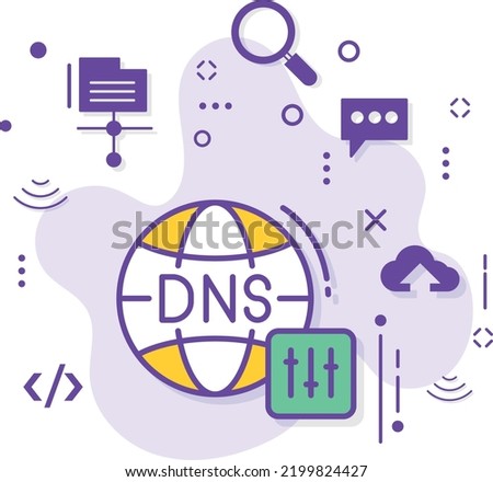 Domain Name Server Settings Concept stock illustration, Advance Domain Name configuration Sign, Decentralized naming system Vector Icon Design, Cloud computing and Web Hosting services Symbol, 