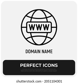 Domain-Name Thin Line-Symbol. Moderne Vektorgrafik.