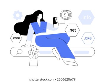 Domain name trading isolated cartoon vector illustrations. Man resales domain names, Internet advertising, seo marketing services, context ads, ad campaign, online business vector cartoon.