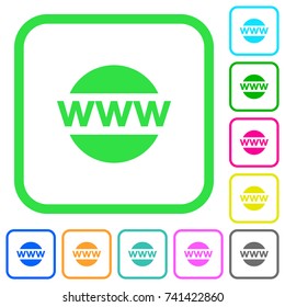 Domain name vivid colored flat icons in curved borders on white background