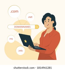 Domain names concept illustration for banner, poster, website, etc.