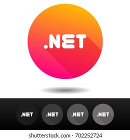 Domain NET sign buttons. 5 Icons Vector top-level internet domain symbols. 