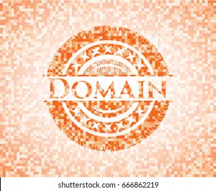 Domain orange mosaic emblem with background