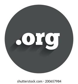 Domain ORG sign icon. Top-level internet domain symbol. Circle flat button with shadow. Modern UI website navigation. Vector