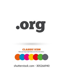 Domain ORG sign icon. Top-level internet domain symbol. Classic flat icon. Colored circles. Vector