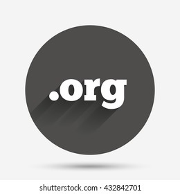 Domain ORG sign icon. Top-level internet domain symbol. Circle flat button with shadow. Vector