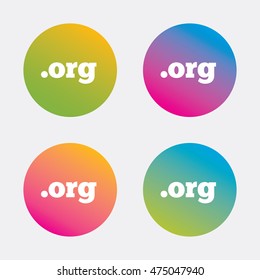 Domain ORG sign icon. Top-level internet domain symbol. Gradient flat buttons with icon. Modern design. Vector