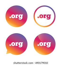 Domain ORG sign icon. Top-level internet domain symbol. Gradient buttons with flat icon. Speech bubble sign. Vector