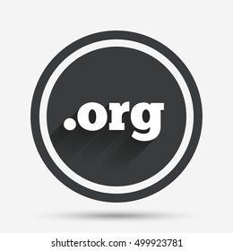 Domain ORG sign icon. Top-level internet domain symbol. Circle flat button with shadow and border. Vector