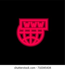 Domain red glowing neon ui ux icon. Glowing sign logo vector