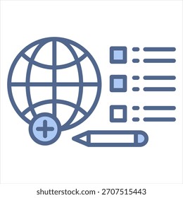 Ilustración vectorial de icono azul de registro de dominio