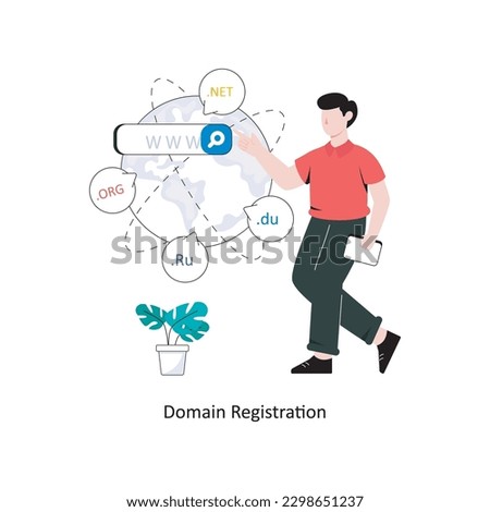 Domain Registration Flat Style Design Vector illustration. Stock illustration