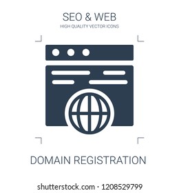 domain registration icon. high quality filled domain registration icon on white background. from seo web collection flat trendy vector domain registration symbol. use for web and mobile