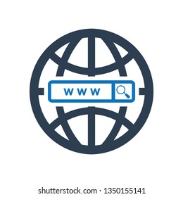 Domain Registration Icon. Web admin icon, World wide net line and glyph icon, communication and network
