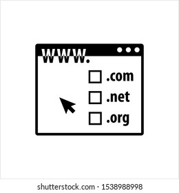 Domain Registration Icon, Web Hosting Service Registration Vector Art Illustration