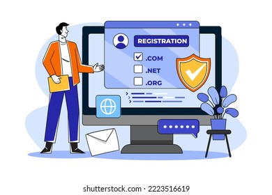 Domain Registration Illustration concept on white background