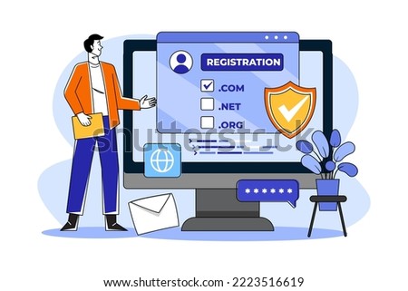 Domain Registration Illustration concept on white background
