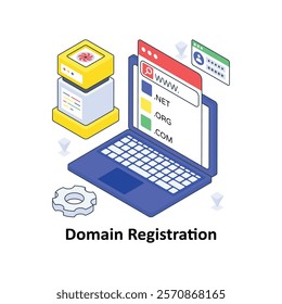 Domain Registration isometric Colored illustration. EPS File stock illustration