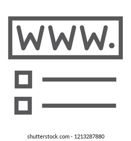 Domain registration line icon, website and network, page sign, vector graphics, a linear pattern on a white background, eps 10.