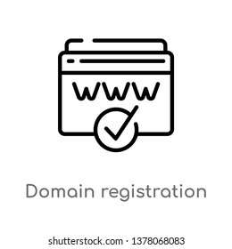 domain registration vector line icon. Simple element illustration. domain registration outline icon from search engine optimization concept. Can be used for web and mobile