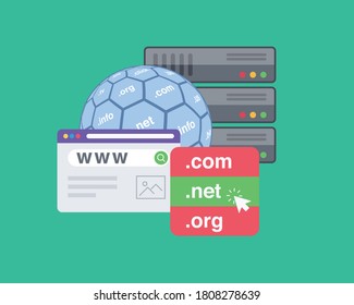 Domain Registration and Web Hosting Concept Flat Illustration