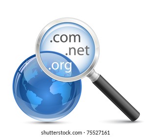 Domain search icon. .com .net .org domain finder